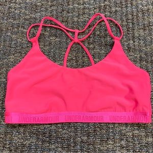 Under Armour Womens Stretch Low Impact Triangle Back Sports Bralette Pink Large